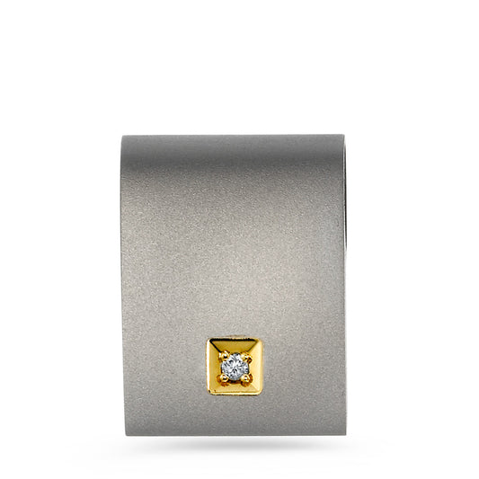 Anhänger Titan, 750/18 K Gelbgold Diamant 0.02 ct, w-si