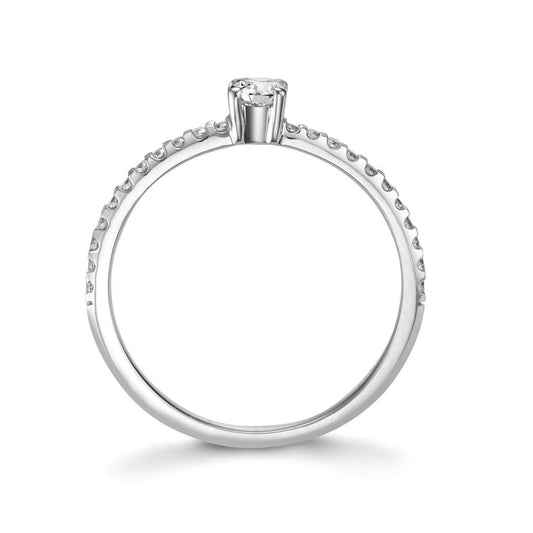 Solitär Ring 750/18 K Weissgold Diamant 0.31 ct, 23 Steine, w-si