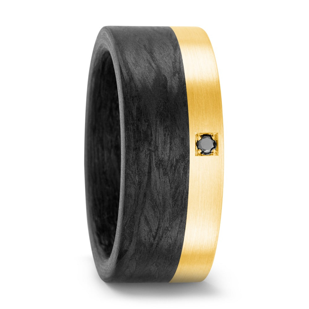 Fingerring Carbon, 750/18 K Gelbgold