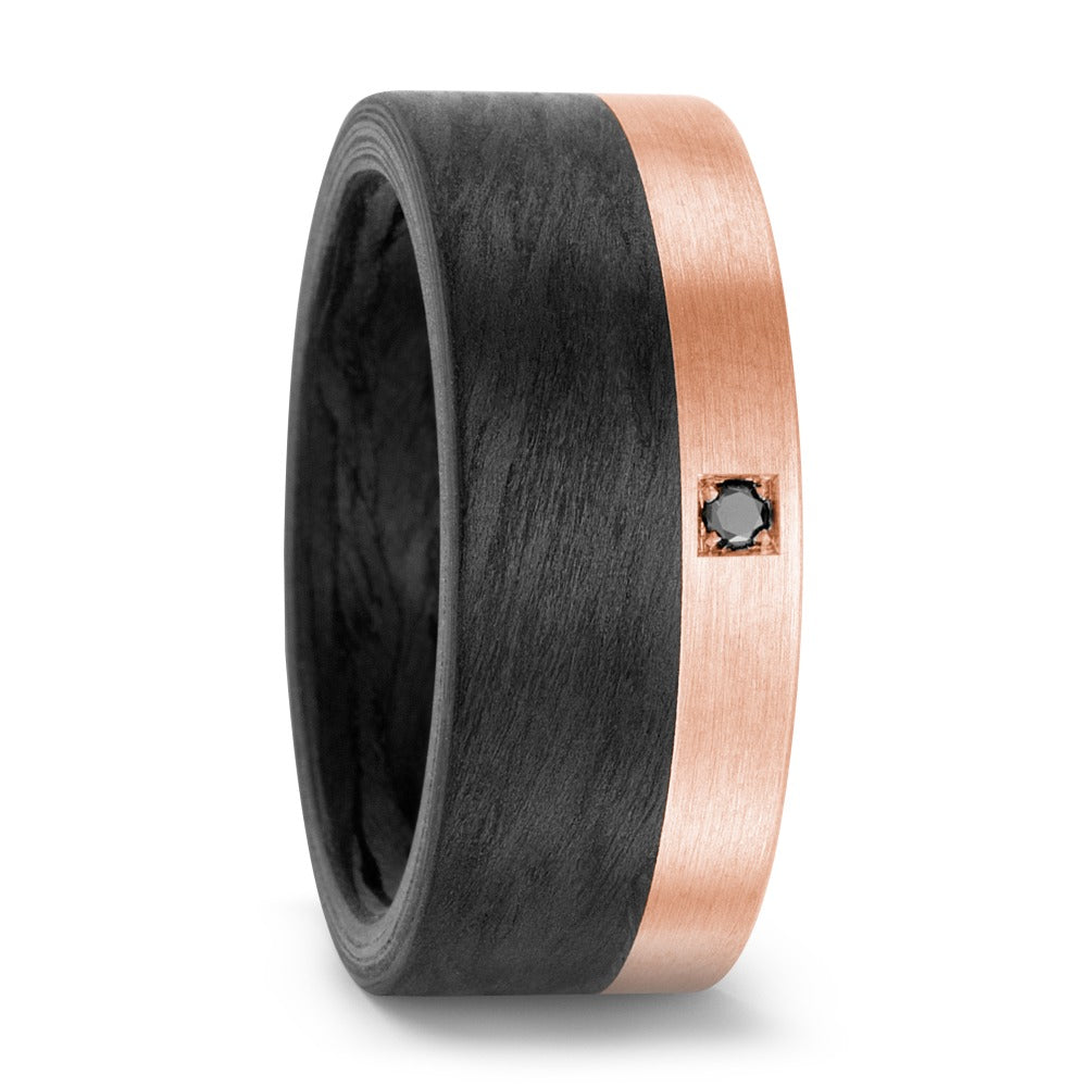 Fingerring Carbon, 750/18 K Rotgold