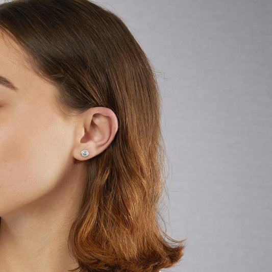 Ohrstecker 750/18 K Weissgold Diamant 0.39 ct, 34 Steine, w-si Ø7 mm