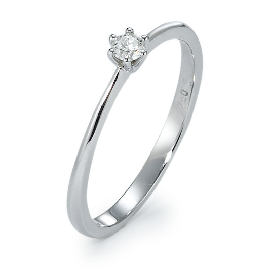 Solitär Ring 750/18 K Weissgold Diamant 0.11 ct, w-si