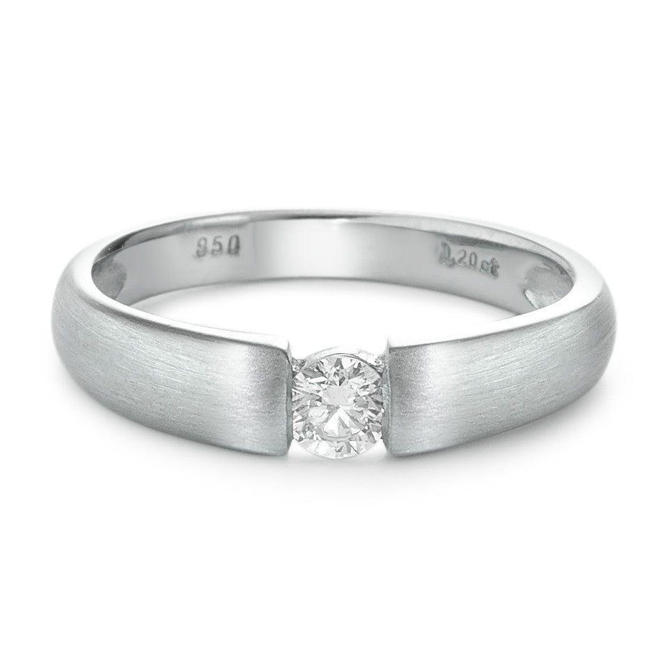 Solitär Ring 950 Palladium Diamant 0.20 ct, w-si