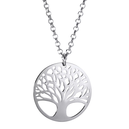 Halskette mit Anhänger Silber rhodiniert Lebensbaum verstellbar Ø20 mm