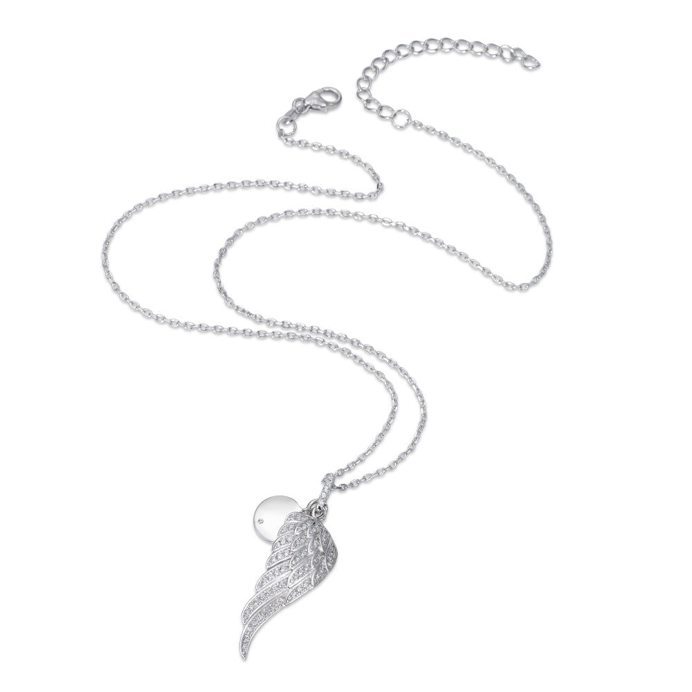 Halskette mit Anhänger Silber Zirkonia rhodiniert Flügel verstellbar Ø10 mm