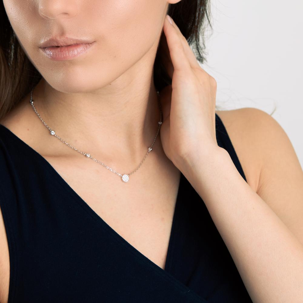 Collier Silber Zirkonia rhodiniert 40-45 cm verstellbar