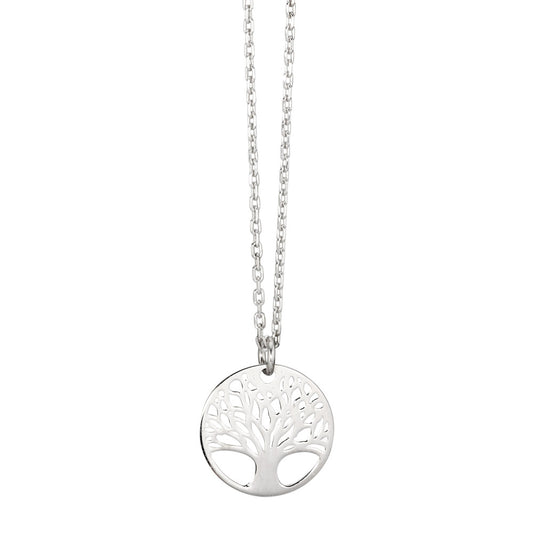 Halskette mit Anhänger Silber rhodiniert Lebensbaum verstellbar Ø15 mm