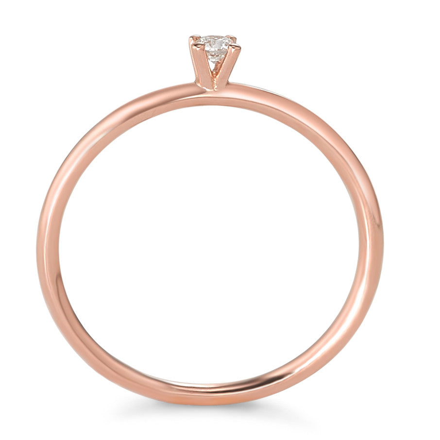 Solitär Ring 750/18 K Rotgold Diamant 0.05 ct, w-si
