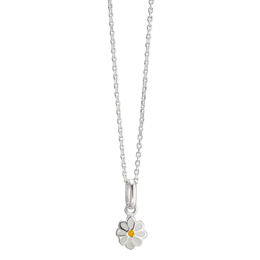 Halskette mit Anhänger Silber lackiert Blume verstellbar