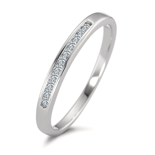 Memory Ring 750/18 K Weissgold Diamant 0.11 ct, 11 Steine, w-si