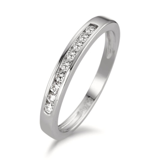 Memory Ring 750/18 K Weissgold Diamant 0.18 ct, 9 Steine, w-si