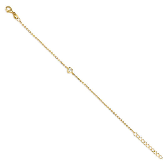 Armband Silber Zirkonia gelb vergoldet Herz 16-19 cm verstellbar