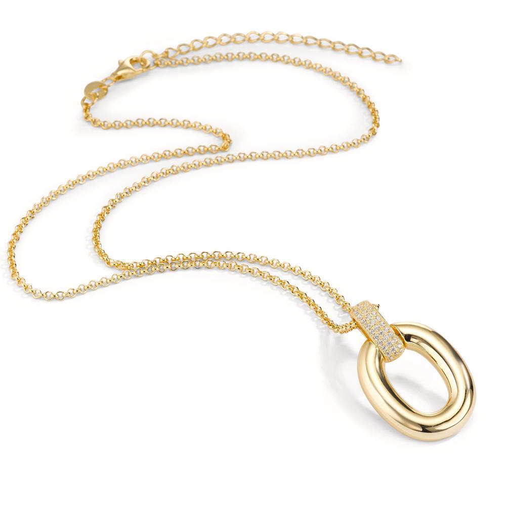 Halskette mit Anhänger Silber Zirkonia 33 Steine gelb vergoldet 40-45 cm verstellbar