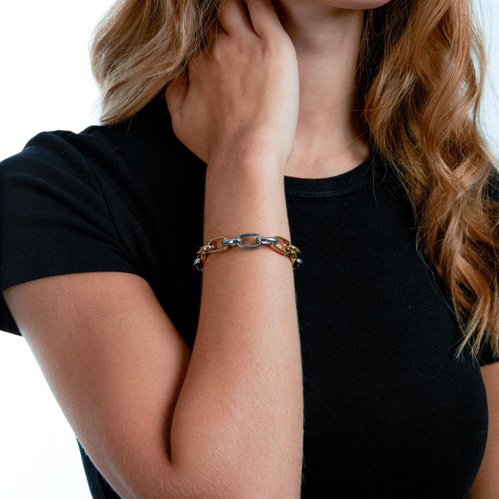 Armband Edelstahl gelb bicolor 21 cm