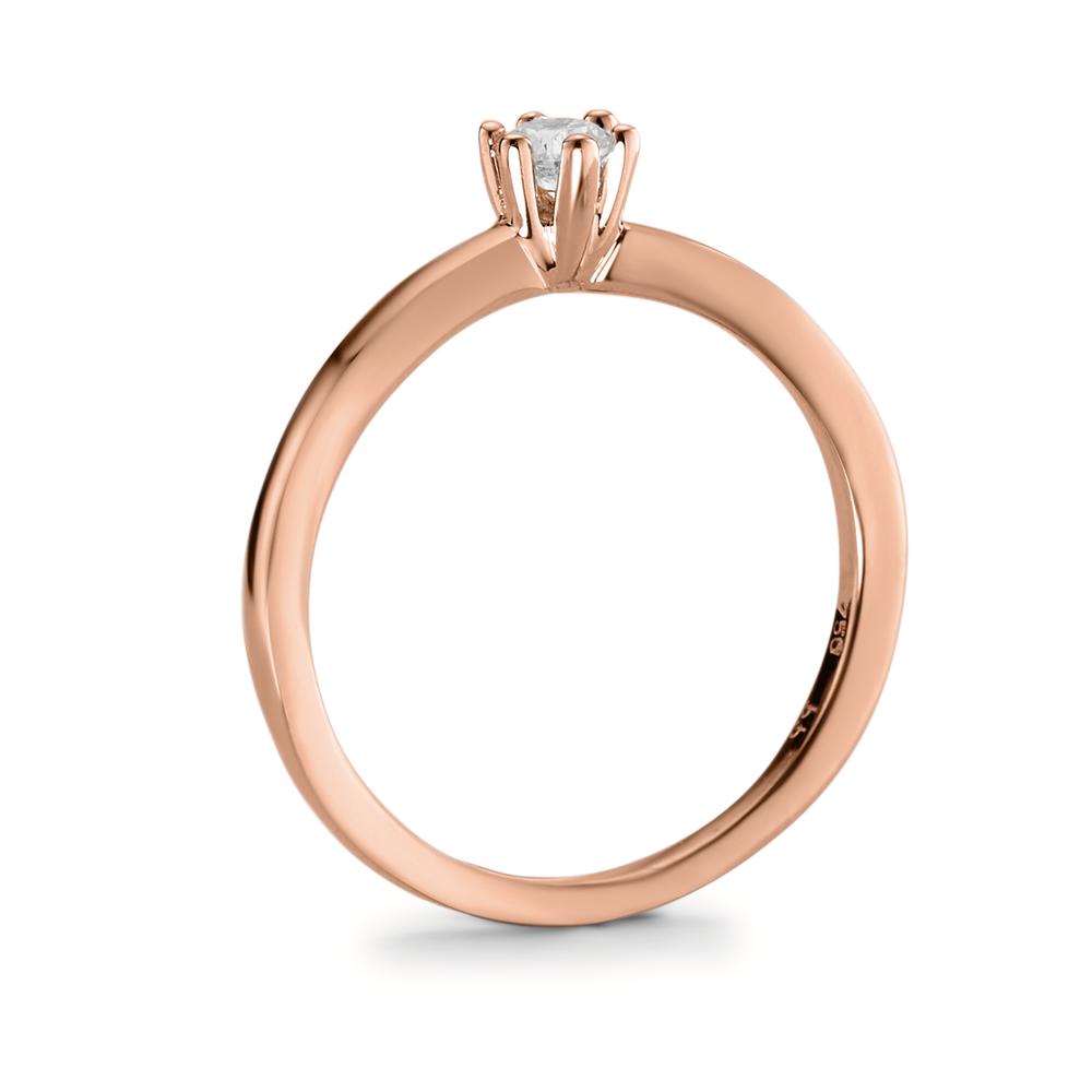 Solitär Ring 750/18 K Rotgold Diamant 0.15 ct, w-si