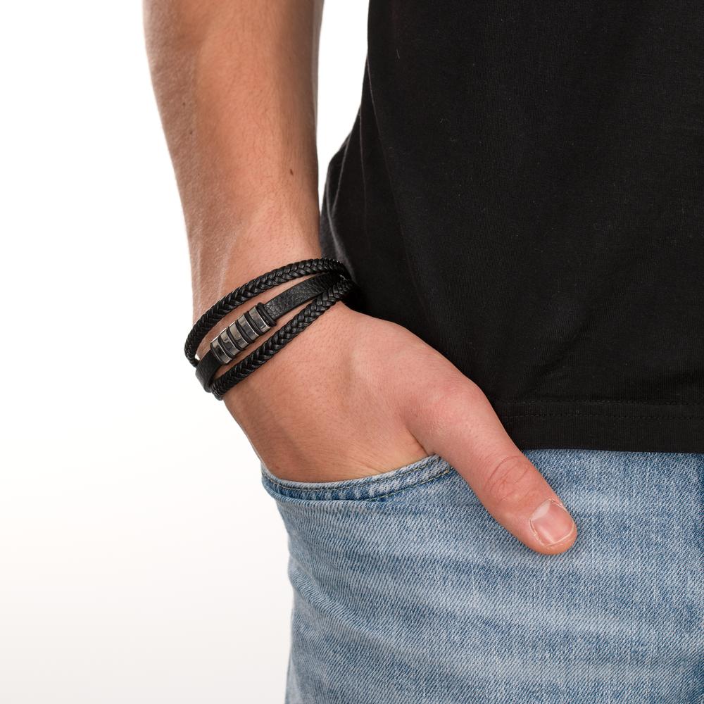 Armband Leder, Edelstahl