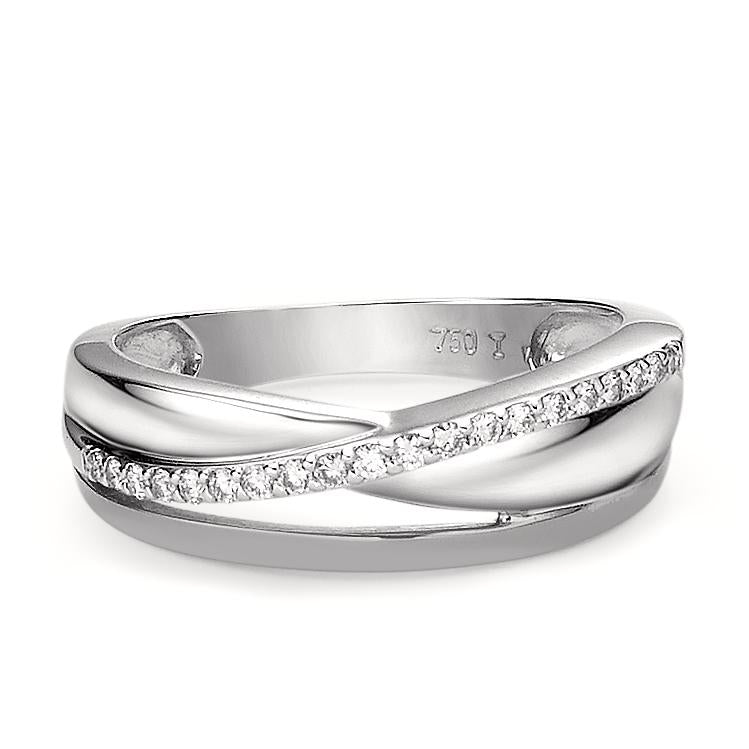 Fingerring 750/18 K Weissgold Diamant 0.15 ct, 20 Steine, w-si