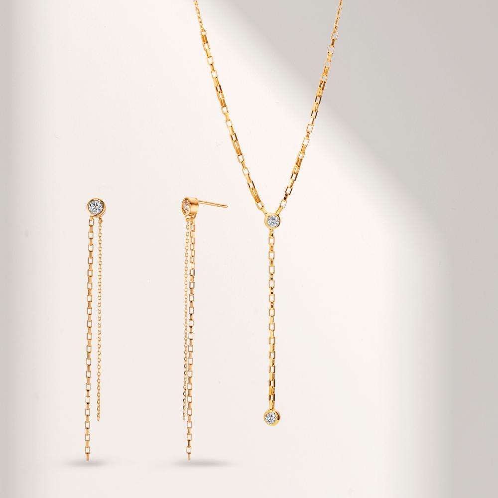 Y-Collier Bronze Zirkonia vergoldet 40-45 cm verstellbar