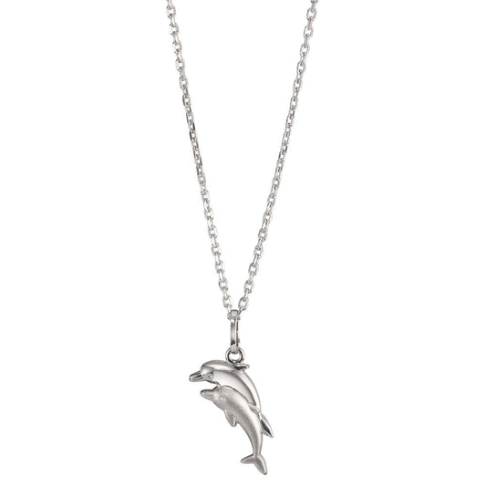 Halskette mit Anhänger Silber rhodiniert Delfin verstellbar