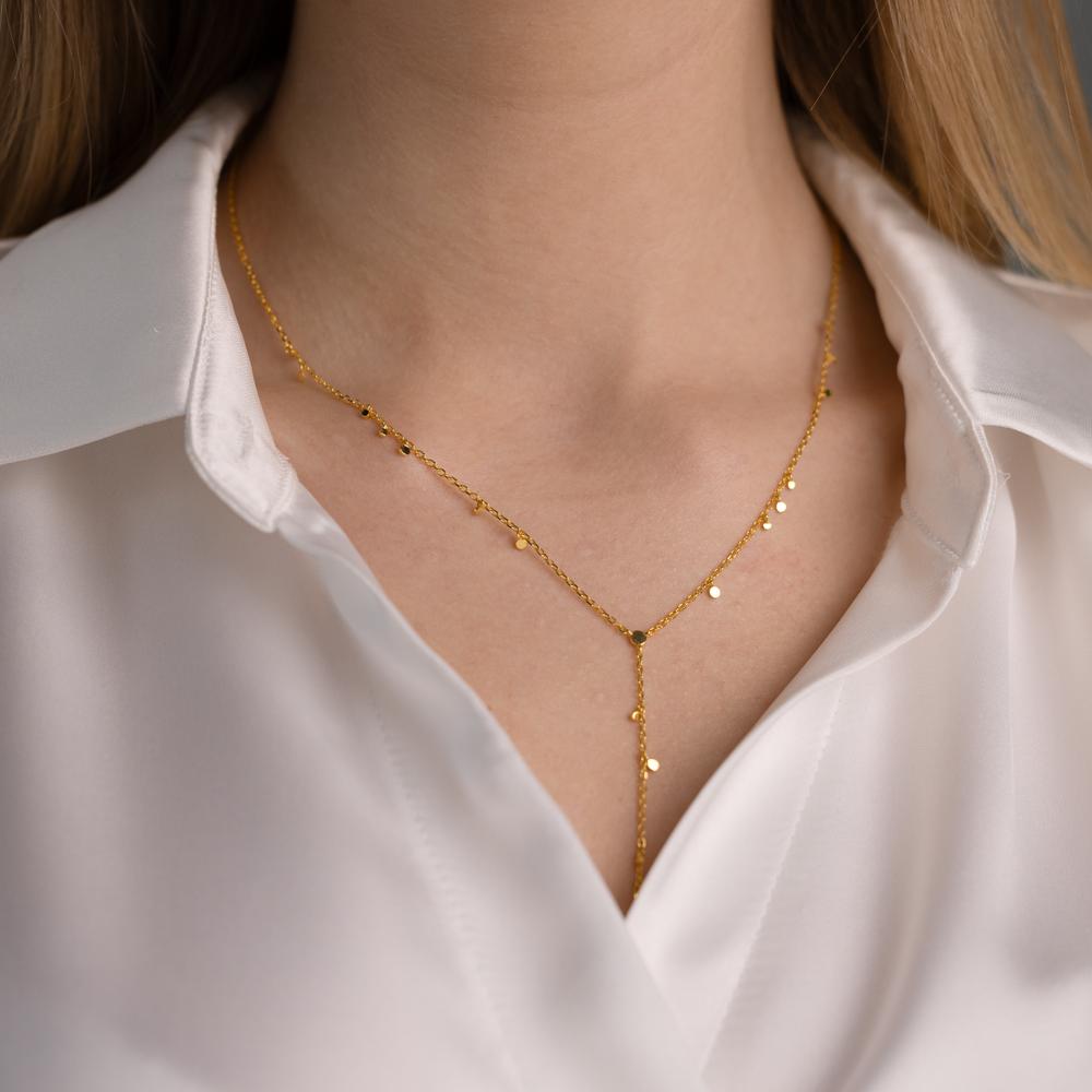 Y-Collier Silber gelb vergoldet 46-51 cm verstellbar