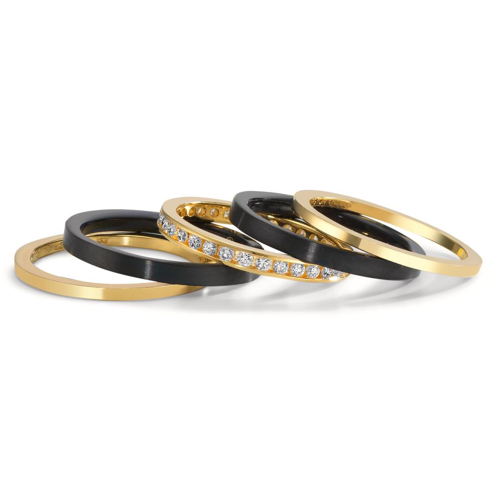 Ringset 750/18 K Gelbgold, Titan Diamanten 0.50 ct, w-si