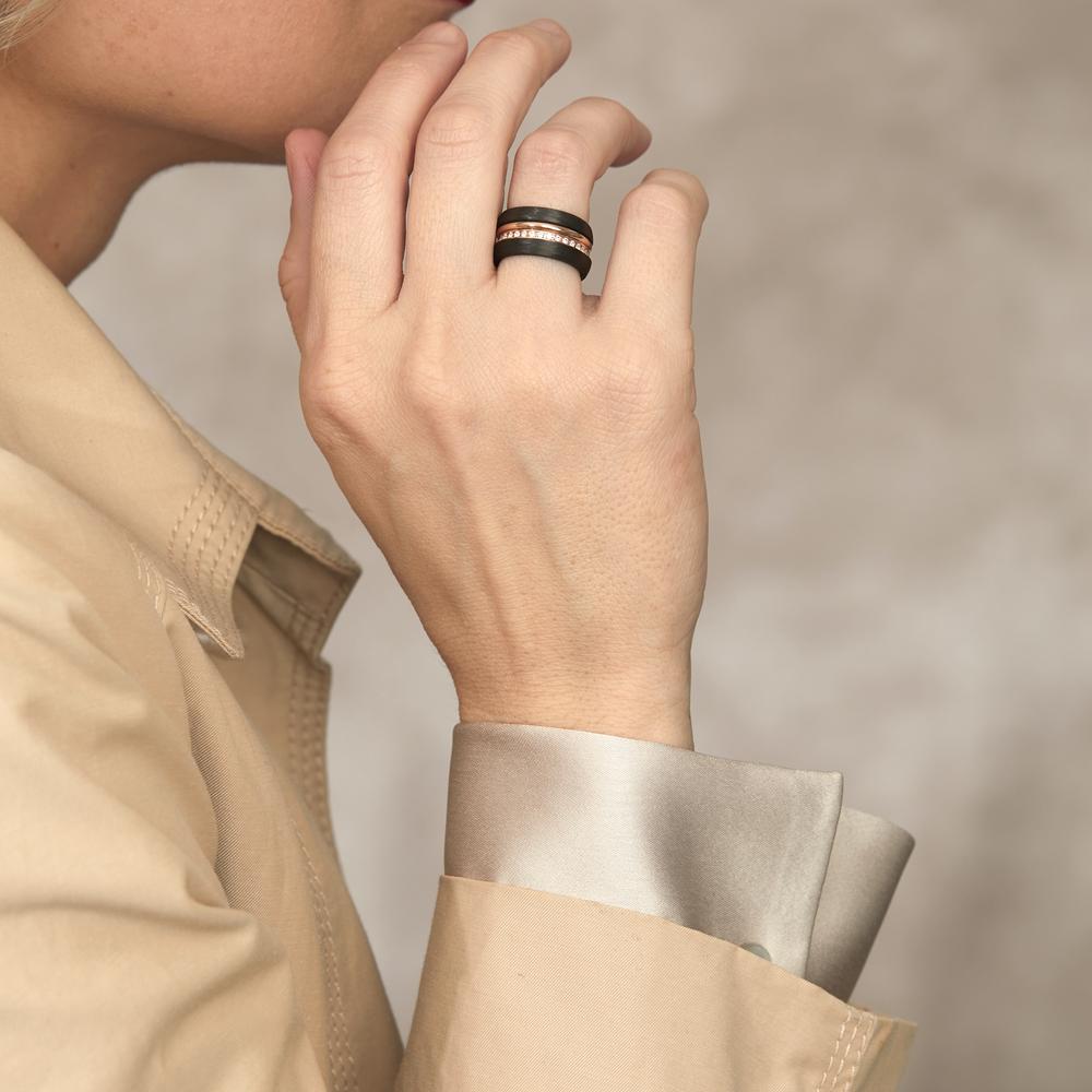 Ringset 750/18 K Rotgold, Carbon Diamanten 0.50 ct, w-si