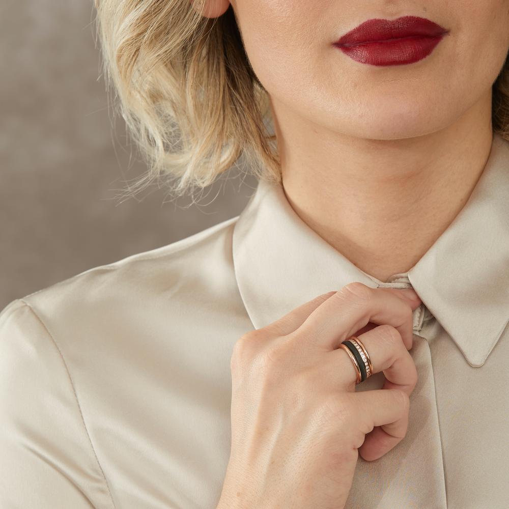 Ringset 750/18 K Rotgold, Carbon Diamanten w-si