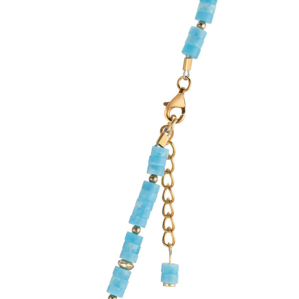 Collier Edelstahl Amazonit gelb IP beschichtet 43-46 cm verstellbar