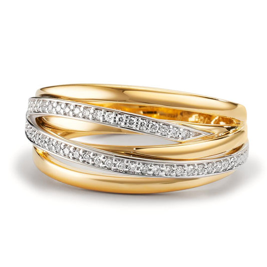 Fingerring 750/18 K Gelbgold, 750/18 K Weissgold Diamanten 0.16 ct, w-si