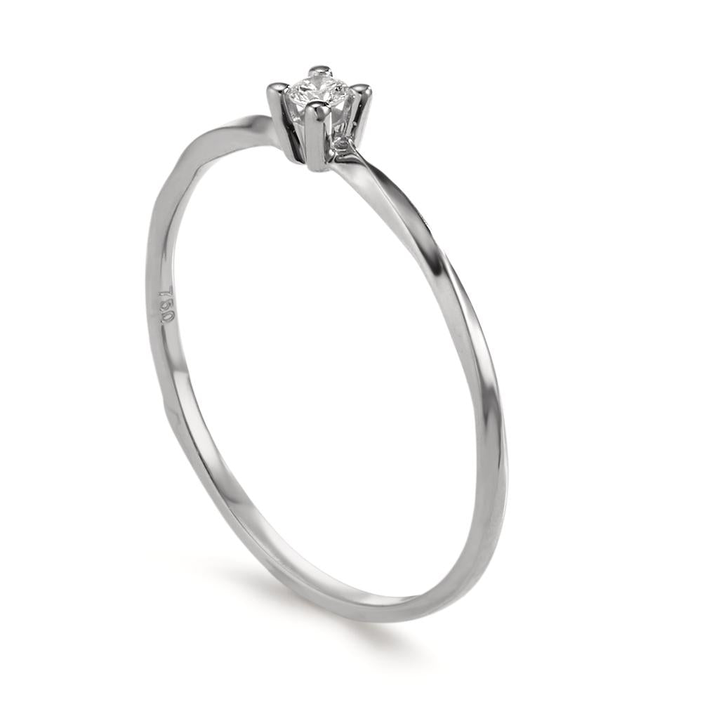 Solitär Ring 750/18 K Weissgold Diamanten 0.04 ct, w-si
