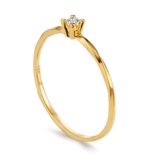Solitär Ring 750/18 K Gelbgold Diamanten 0.04 ct, w-si