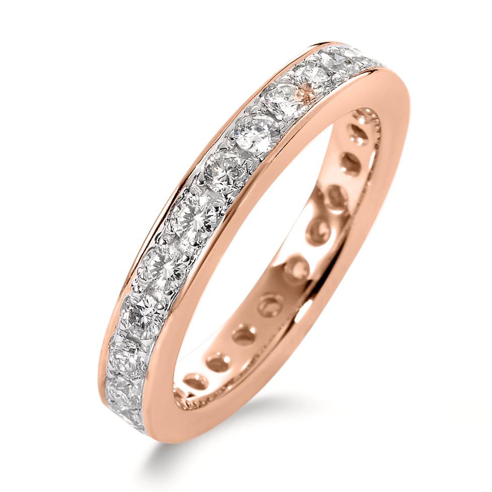 Memory Ring 750/18 K Rotgold Diamant weiss, 1 ct, 25 Steine, Brillantschliff, w-si