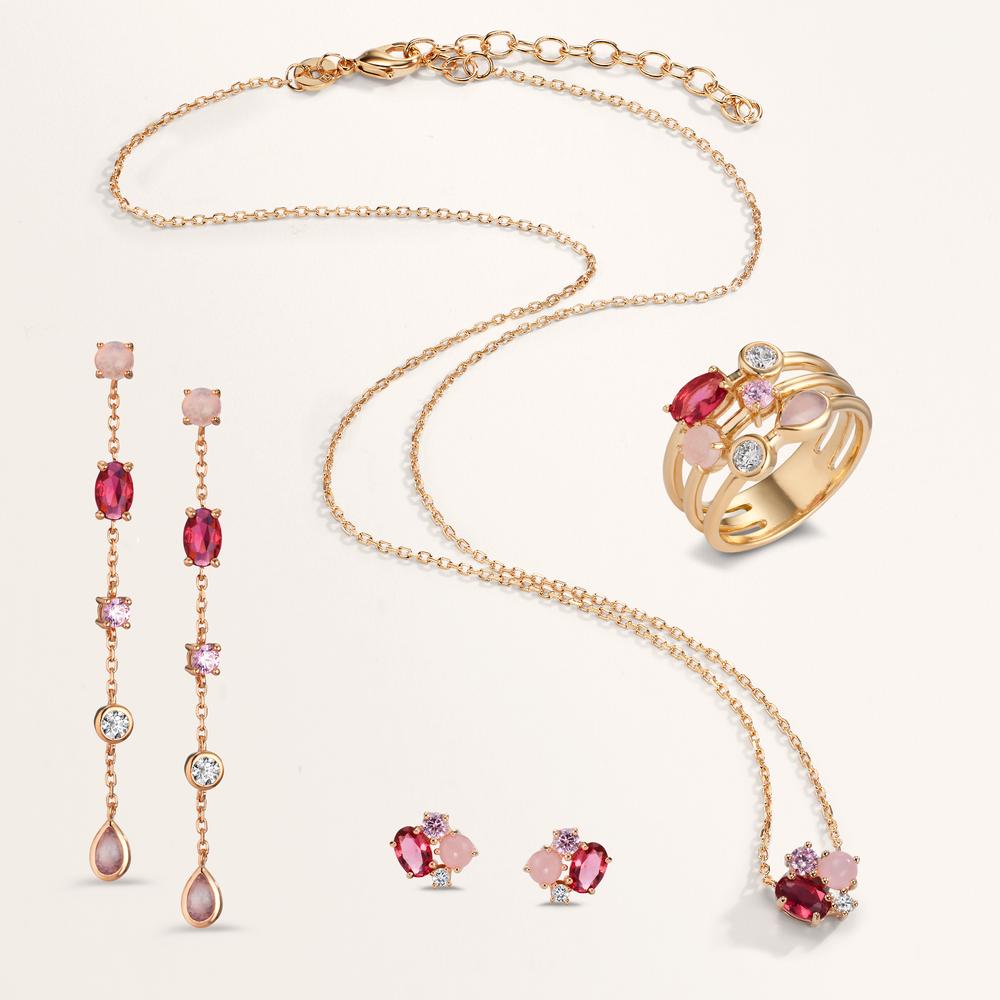 Collier Bronze Zirkonia 4 Steine vergoldet 40-45 cm verstellbar