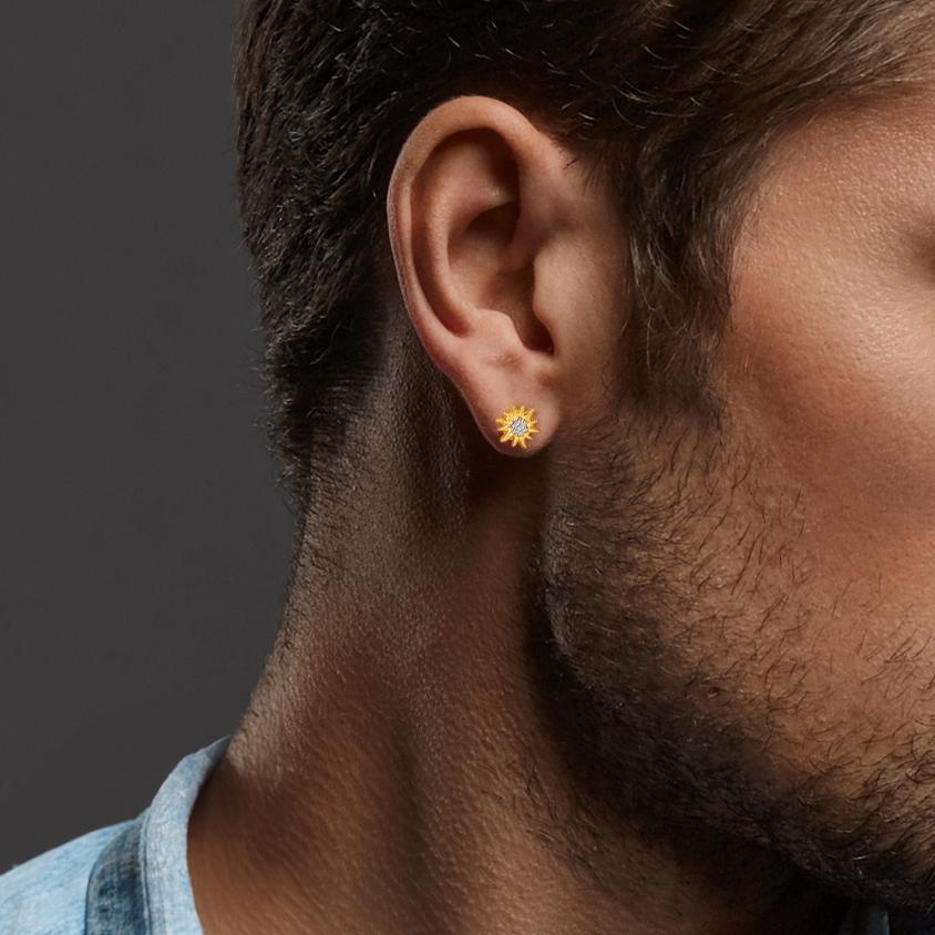 Ohrstecker 1 Stk 750/18 K Gelbgold bicolor Edelweiss Ø7 mm