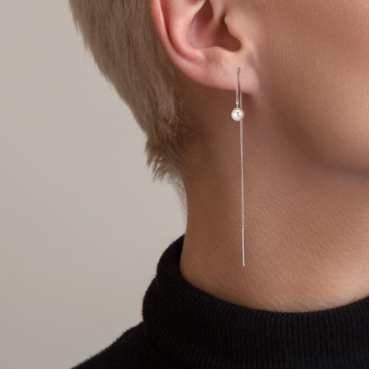 Durchziehohrhänger Silber rhodiniert shining Pearls, 2 Perlen, 5 mm