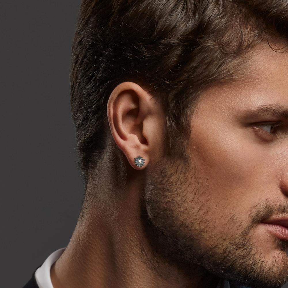 Ohrstecker 1 Stk Silber Zirkonia patiniert Edelweiss Ø7 mm