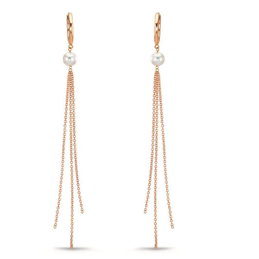 Klappcreolen 750/18 K Rotgold Süsswasserzuchtperle, 2 Perlen