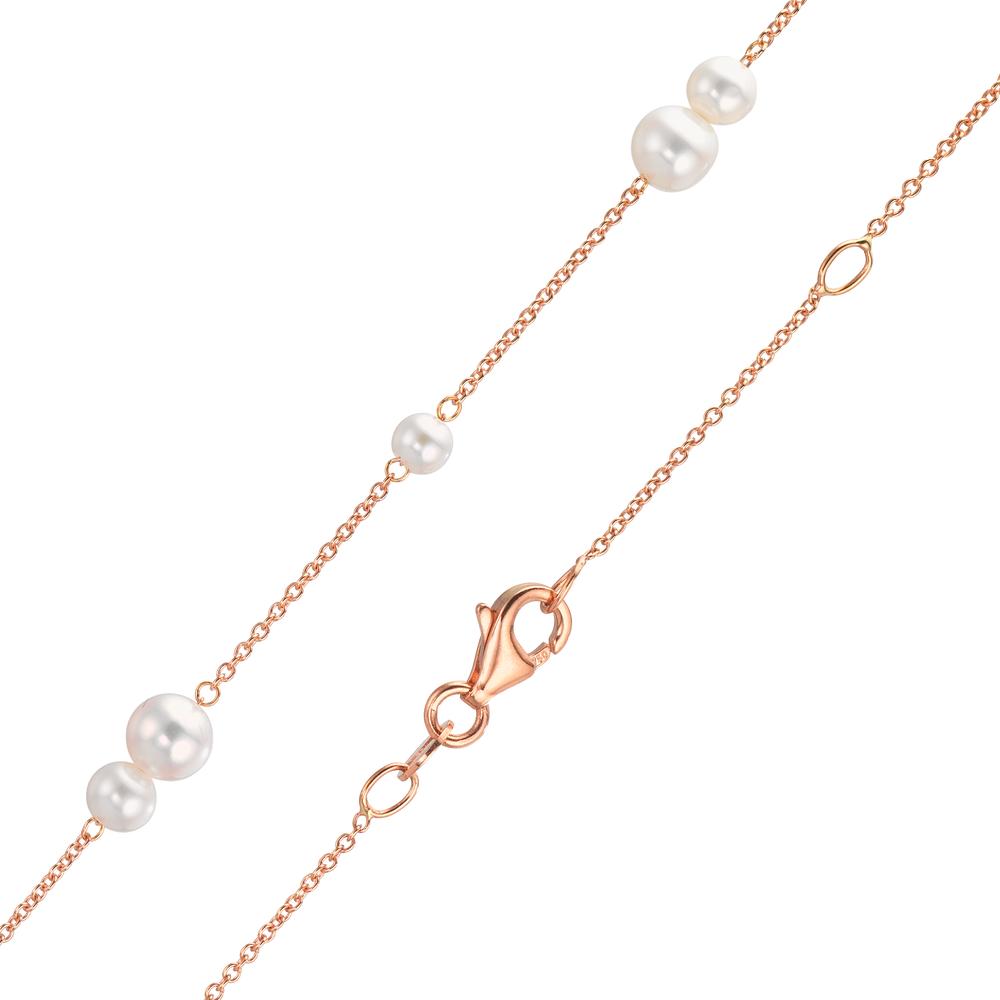 Collier 750/18 K Rotgold Süsswasserzuchtperle, 23 Perlen 3-5 mm 41.5-44 cm verstellbar