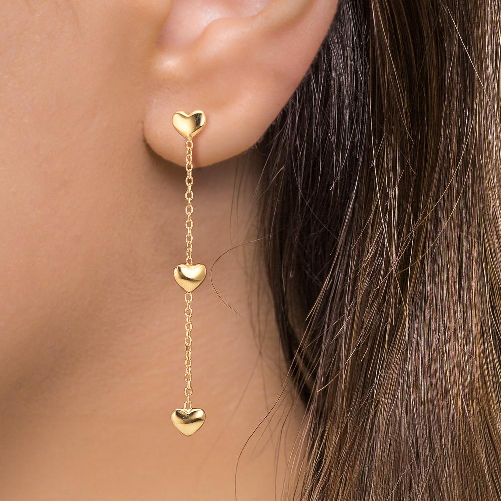 Ohrhänger Silber gelb vergoldet Herz