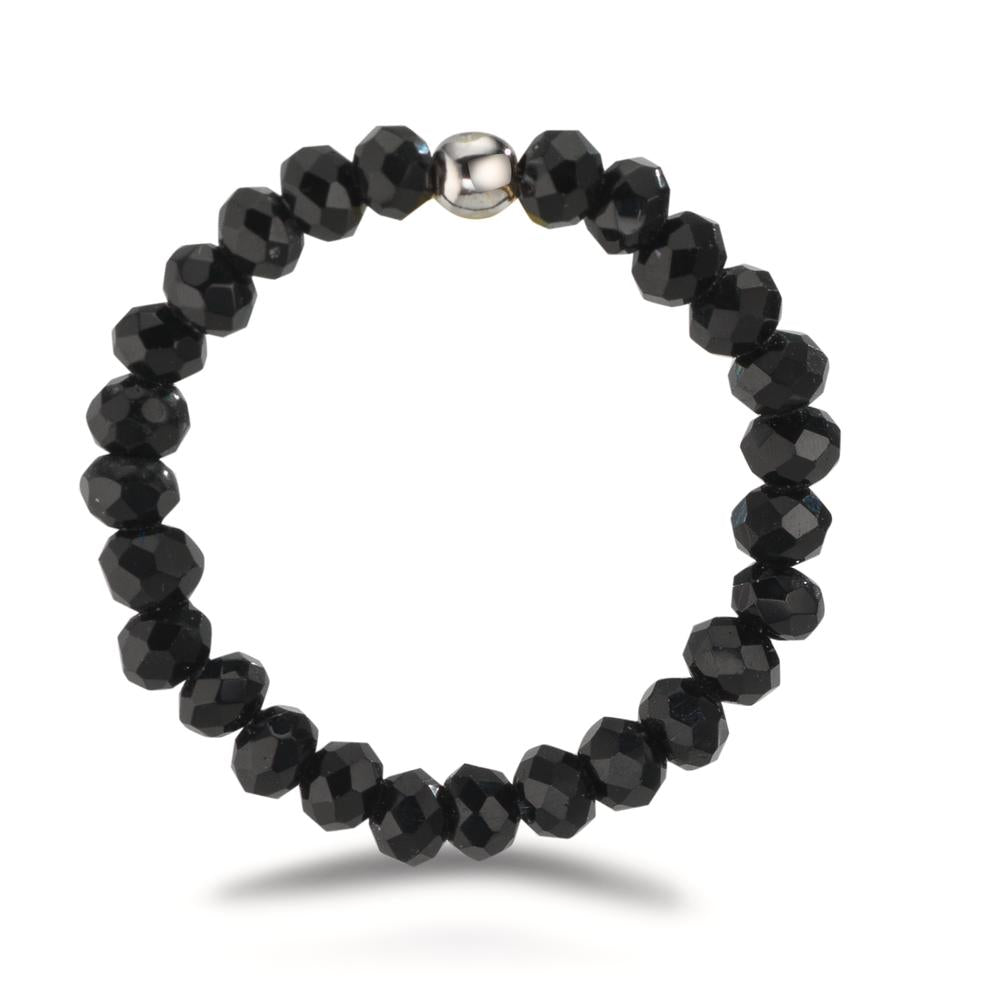 Fingerring Edelstahl Kristall schwarz, 3 mm