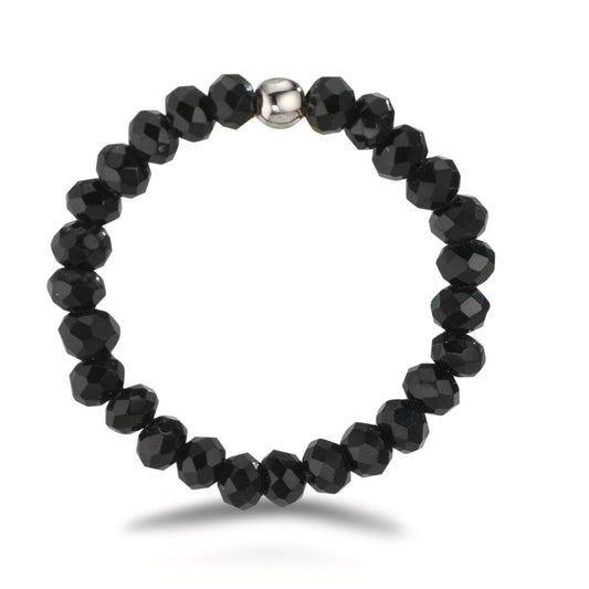 Fingerring Edelstahl Kristall schwarz, 3 mm