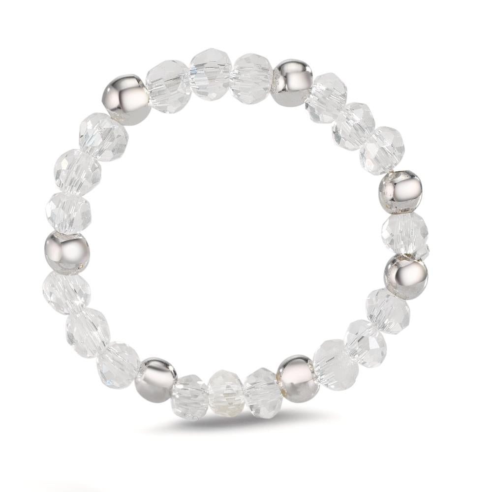 Fingerring Edelstahl Kristall weiss, 3 mm