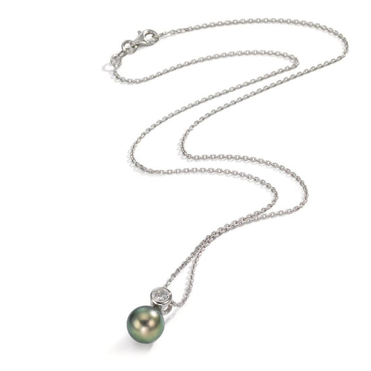 Collier Silber Zirkonia rhodiniert Tahitiperle 8-9 mm 45 cm