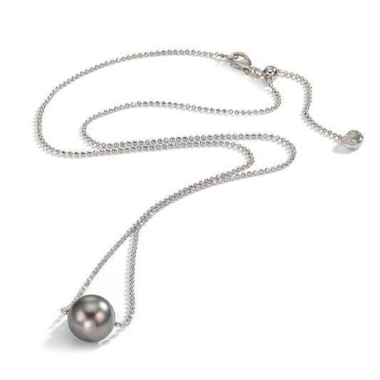 Collier Silber rhodiniert Tahitiperlen, 10 mm 38-50 cm verstellbar