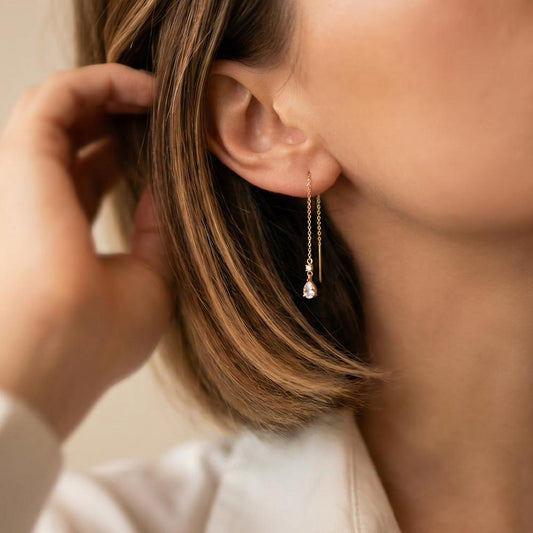 Durchziehohrhänger 375/9 K Gelbgold Zirkonia 4 Steine