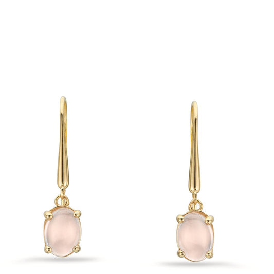 Ohrhänger 375/9 K Gelbgold Quarz rosa, 2 Steine