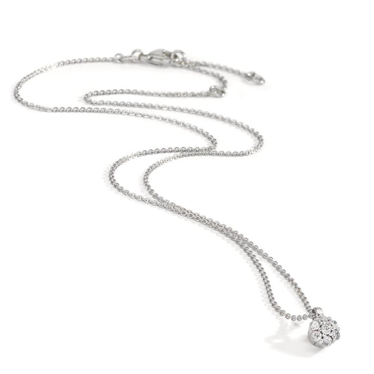 Collier Silber Zirkonia 7 Steine rhodiniert Blume 38 cm