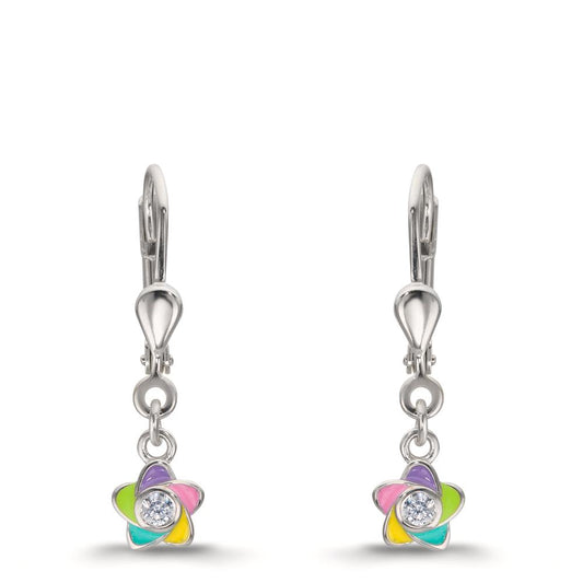 Ohrhänger Silber Zirkonia 2 Steine rhodiniert