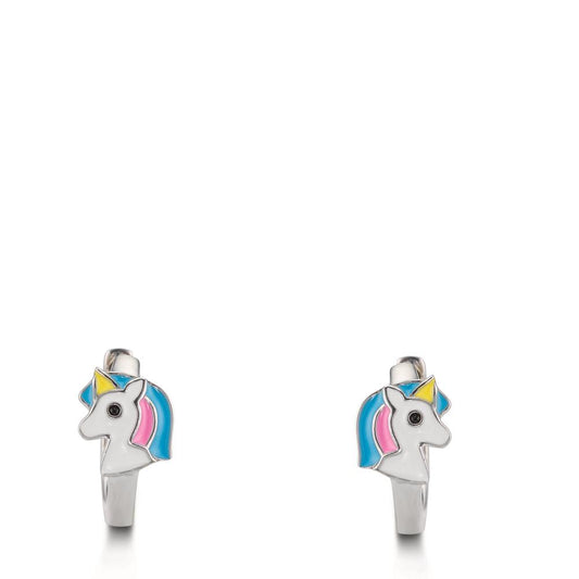 Klappcreolen Silber rhodiniert Einhorn