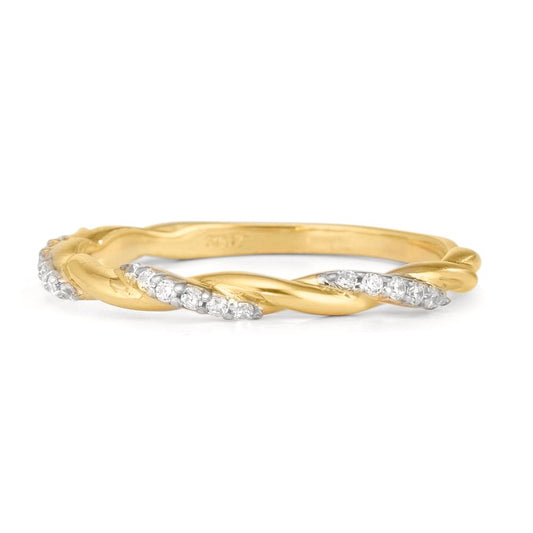 Fingerring 375/9 K Gelbgold Zirkonia 18 Steine